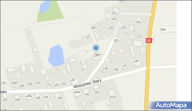 Myszyniec Stary, Myszyniec Stary, 126, mapa Myszyniec Stary