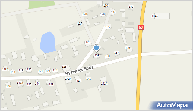 Myszyniec Stary, Myszyniec Stary, 139, mapa Myszyniec Stary
