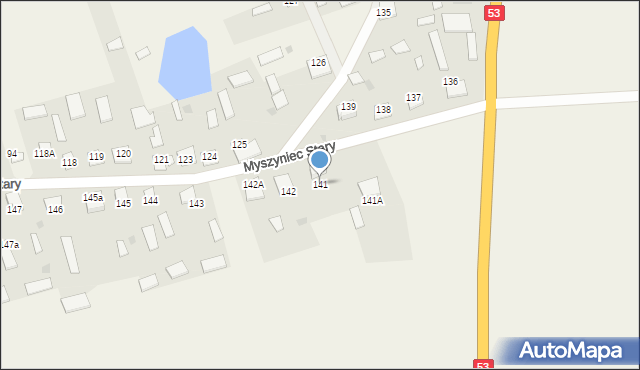 Myszyniec Stary, Myszyniec Stary, 141, mapa Myszyniec Stary