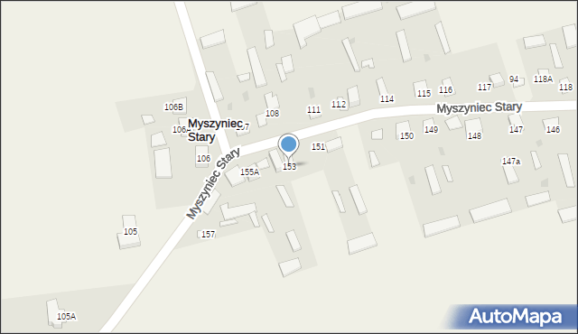 Myszyniec Stary, Myszyniec Stary, 153, mapa Myszyniec Stary