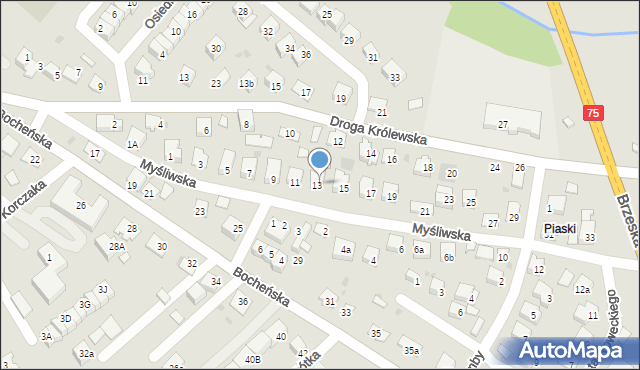 Niepołomice, Myśliwska, 13b, mapa Niepołomice