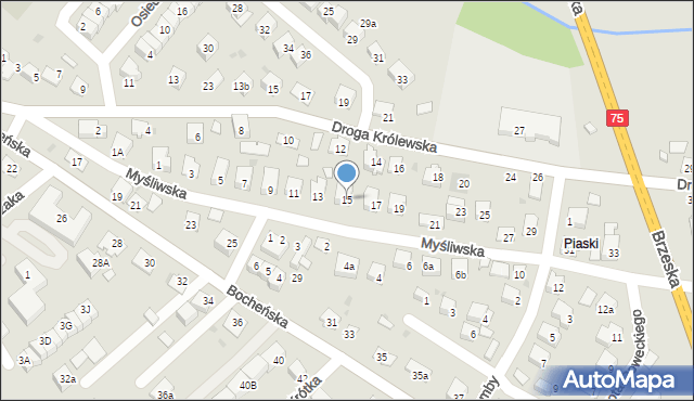 Niepołomice, Myśliwska, 15, mapa Niepołomice