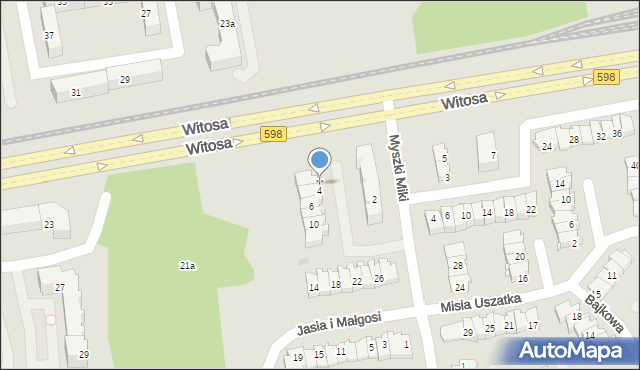 Olsztyn, Myszki Miki, 4A, mapa Olsztyna