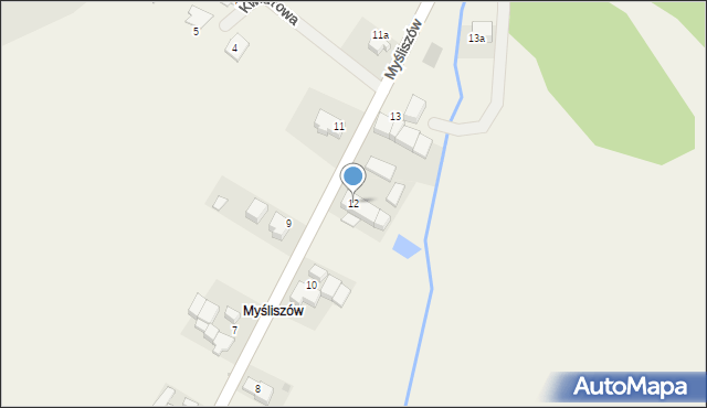 Ostroszowice, Myśliszów, 12, mapa Ostroszowice