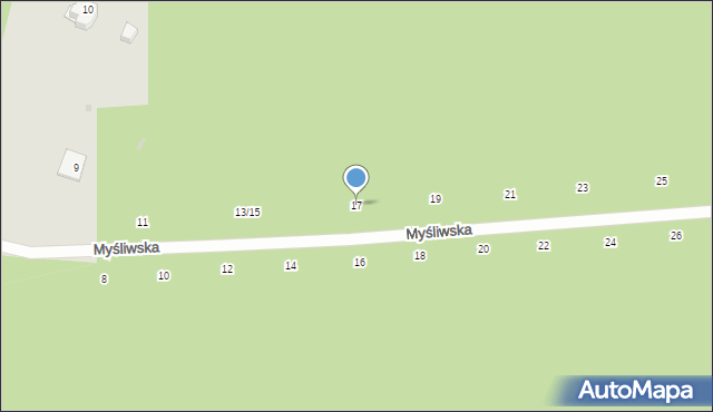 Otwock, Myśliwska, 17, mapa Otwock