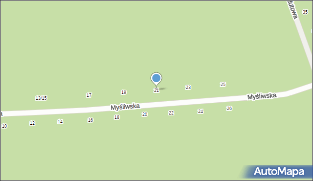 Otwock, Myśliwska, 21, mapa Otwock