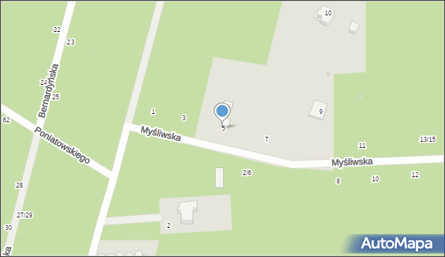 Otwock, Myśliwska, 5, mapa Otwock