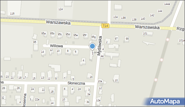 Pabianice, Myśliwska, 1, mapa Pabianic