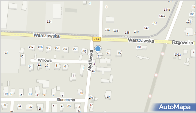 Pabianice, Myśliwska, 2, mapa Pabianic