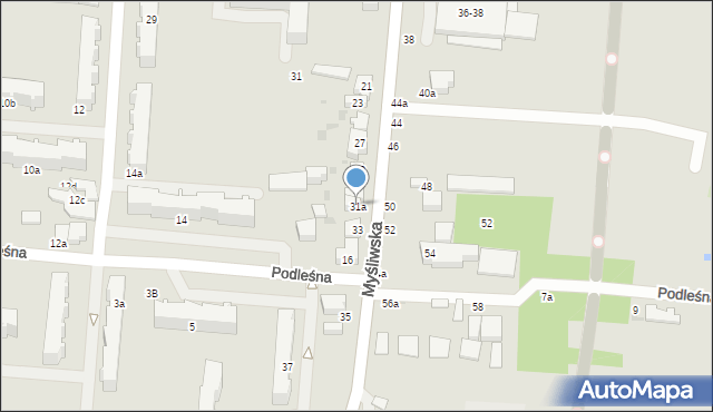 Pabianice, Myśliwska, 31a, mapa Pabianic