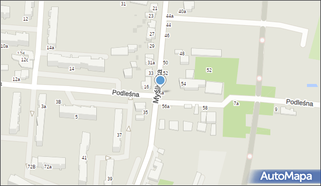 Pabianice, Myśliwska, 54a, mapa Pabianic