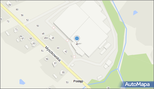 Postęp, Myszkowska, 40, mapa Postęp