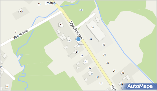 Postęp, Myszkowska, 47, mapa Postęp