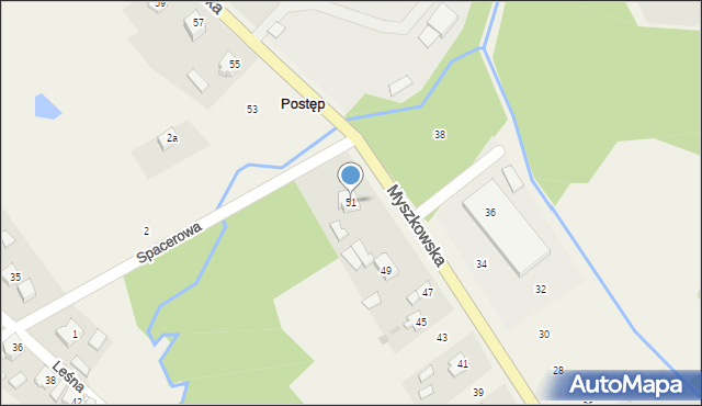 Postęp, Myszkowska, 51, mapa Postęp