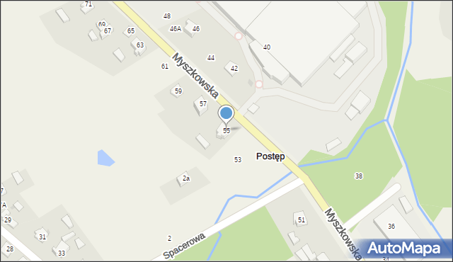 Postęp, Myszkowska, 55, mapa Postęp