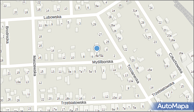 Poznań, Myśliborska, 6a, mapa Poznania
