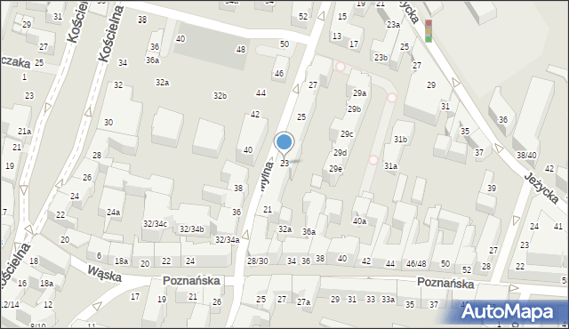 Poznań, Mylna, 23, mapa Poznania