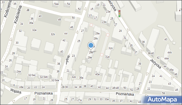 Poznań, Mylna, 29d, mapa Poznania