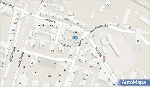 Poznań, Mylna, 56, mapa Poznania