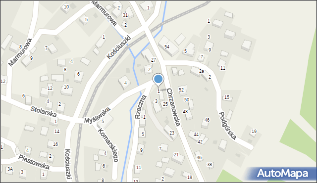 Regulice, Myśliwska, 1, mapa Regulice