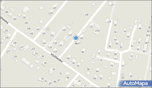 Rzeszów, Myśliwska, 98, mapa Rzeszów