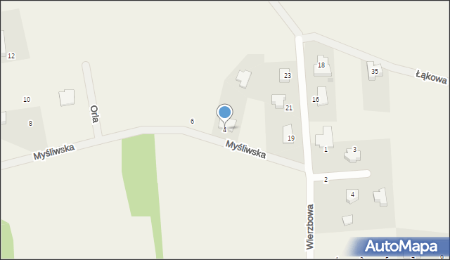 Santocko, Myśliwska, 4, mapa Santocko