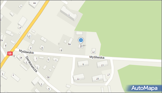 Spychowo, Myśliwska, 10, mapa Spychowo