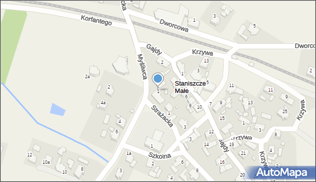 Staniszcze Małe, Myśliwca Franciszka, 1, mapa Staniszcze Małe