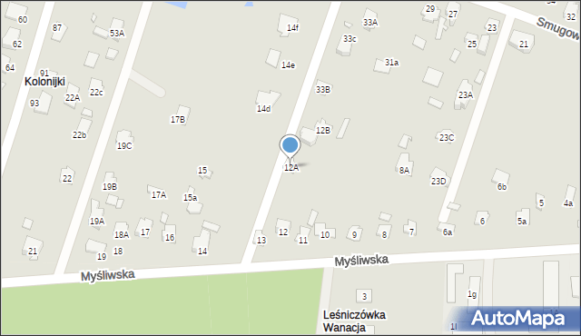 Starachowice, Myśliwska, 12A, mapa Starachowic