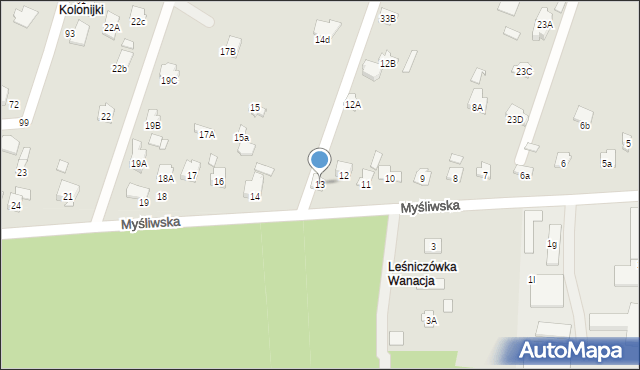 Starachowice, Myśliwska, 13, mapa Starachowic