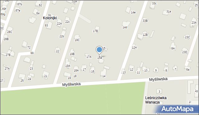 Starachowice, Myśliwska, 15a, mapa Starachowic