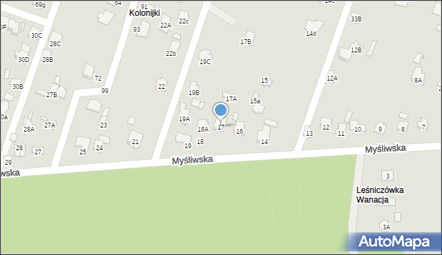 Starachowice, Myśliwska, 17, mapa Starachowic