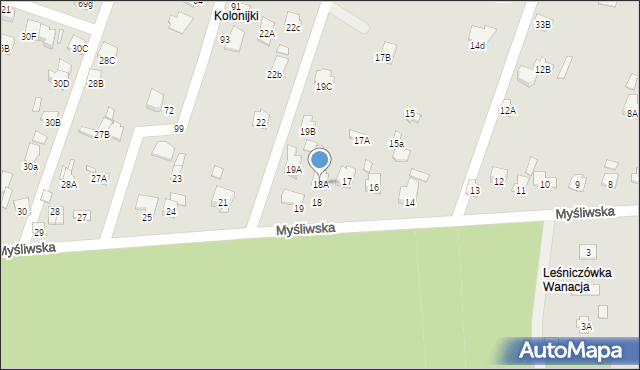 Starachowice, Myśliwska, 18A, mapa Starachowic