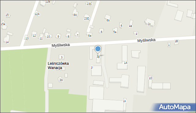 Starachowice, Myśliwska, 1g, mapa Starachowic