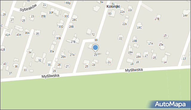 Starachowice, Myśliwska, 23, mapa Starachowic