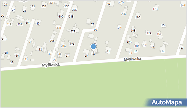 Starachowice, Myśliwska, 24, mapa Starachowic