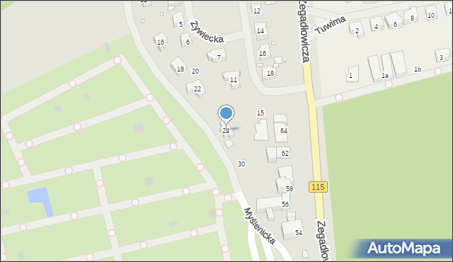 Szczecin, Myślenicka, 24, mapa Szczecina