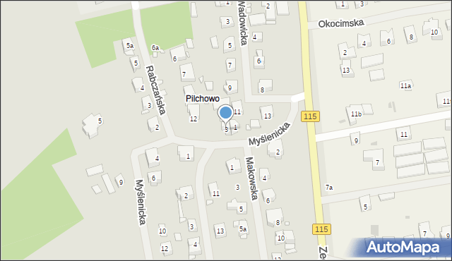 Szczecin, Myślenicka, 3, mapa Szczecina