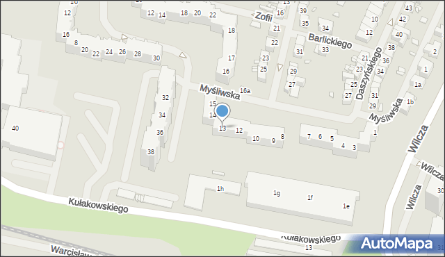 Szczecin, Myśliwska, 13, mapa Szczecina