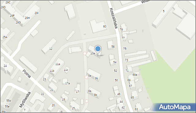 Szczecinek, Myśliwska, 10b, mapa Szczecinek