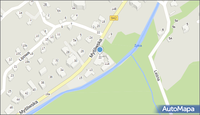 Szczyrk, Myśliwska, 11, mapa Szczyrk