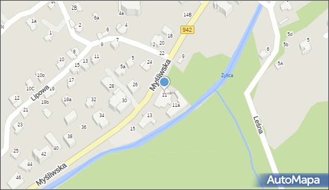 Szczyrk, Myśliwska, 11, mapa Szczyrk