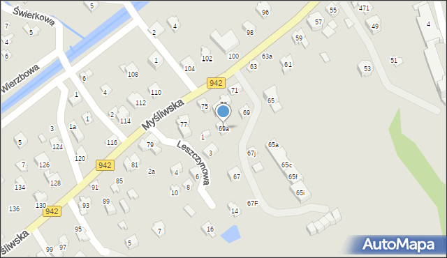 Szczyrk, Myśliwska, 69a, mapa Szczyrk