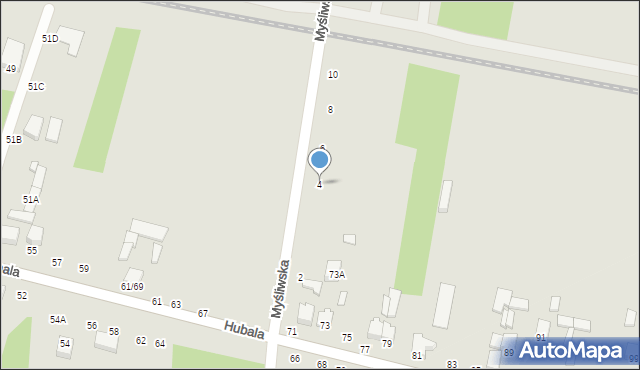Tomaszów Mazowiecki, Myśliwska, 4, mapa Tomaszów Mazowiecki