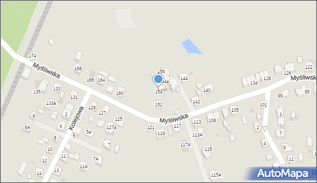 Tychy, Myśliwska, 154, mapa Tychów