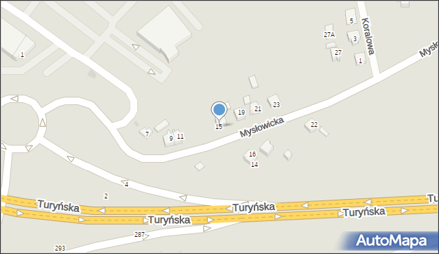 Tychy, Mysłowicka, 15, mapa Tychów