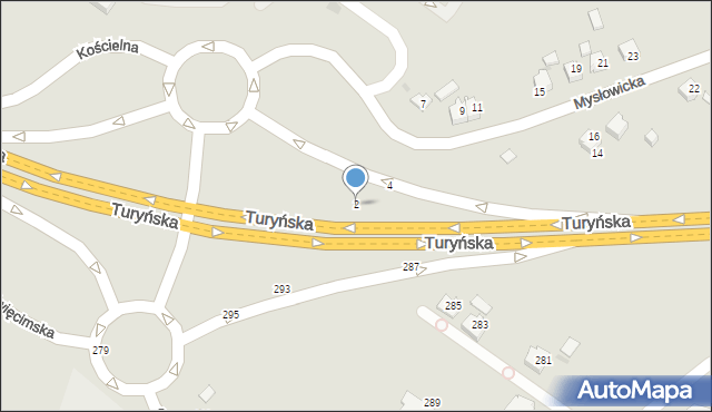 Tychy, Mysłowicka, 2, mapa Tychów