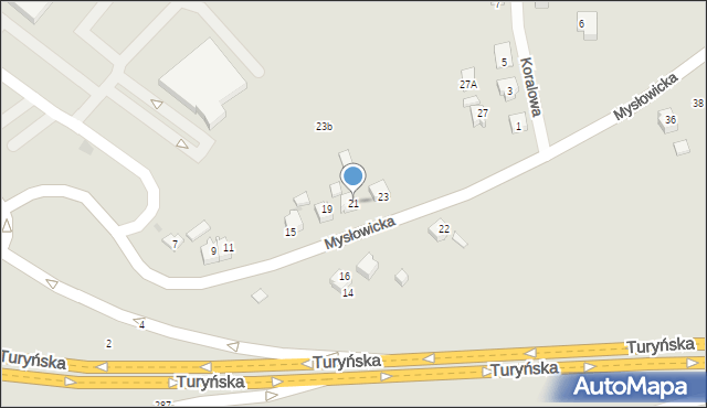 Tychy, Mysłowicka, 21, mapa Tychów