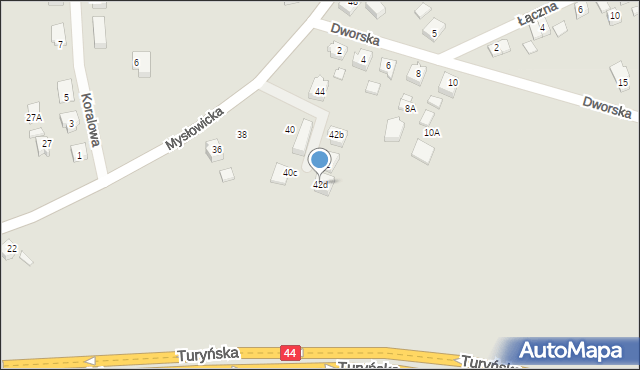 Tychy, Mysłowicka, 42d, mapa Tychów