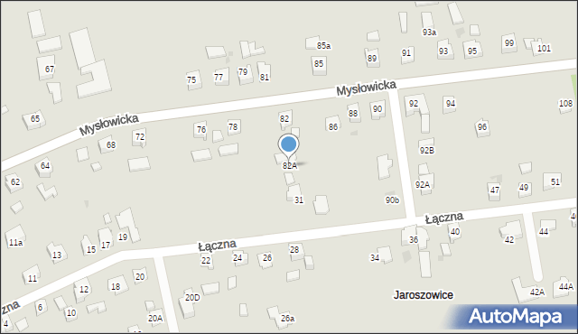 Tychy, Mysłowicka, 82A, mapa Tychów